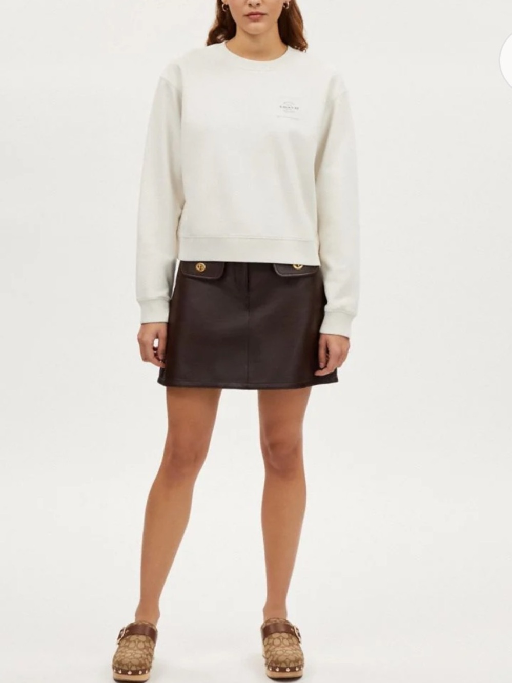 COACH New York Garment Dye Crewneck Cream Sweater Women’s Size Small